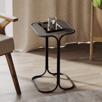 Dmora Mesa De Centro Cerami, Forma Cuadrada, Tapa De Metal, Color Negro, 30x30x52h Cm Negro