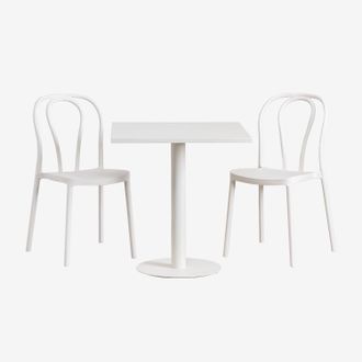 Sklum Sklum - Set De Mesa Cuadrada 70x70 Cm Y 2 Sillas De Jard&iacute;n Mizzi