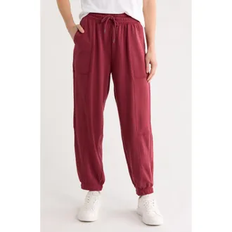 Yogalicious Washed Loop Terry Oversize Barrel Pants in Tibetan Red at Nordstrom Rack, Size X-Large