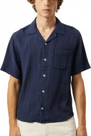 Corridor Double Cloth Short Sleeve Shirt In Navy
