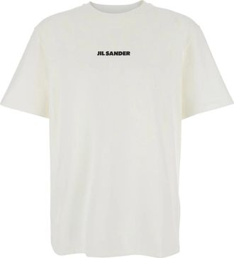 Jil Sander T-Shirt met ronde hals - Heren - T-shirts - Wit - L - Katoen - Tops