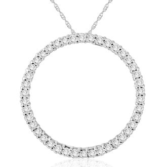 Pompeii3 3/4ct Circle Diamond Pendant 14K White Gold Lab Grown
