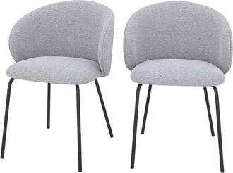 Rendez-Vous D&eacute;co Rendez-vous D&eacute;co - Set De 2 Sillas Victoria En Tela Gris Claro Y Patas De Metal Negro - Victoria