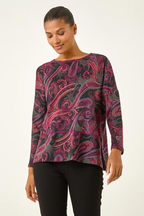 Roman Paisley Print Snit Top