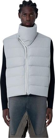 Rick Owens Gewatteerd Donsvest met Zilveren Hardware - Heren - Bodywarmers - Wit - M - Nylon - Jassen