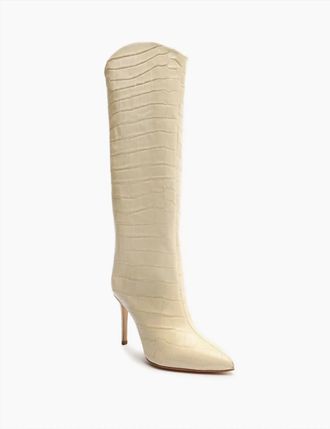 Schutz Womens Maryanna Leather Boot In Eggshell