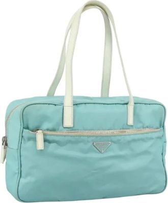 Prada Pre-owned Shoulder Bags, female, Blue, Size: ONE SIZE Pre-owned Nylon Shoulder Bag