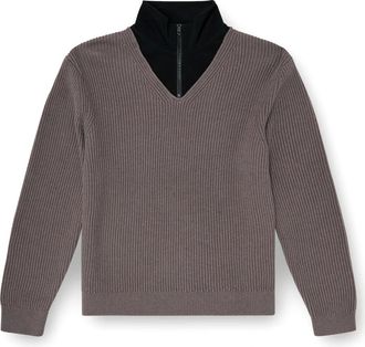 Diesel Su&eacute;ter de media cremallera con cuello superpuesto - Knitwear - Hombre - Gris - XL