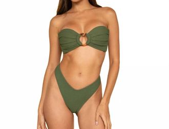 Montce Swim Micro Scrunch Tori Bandeau Bikini Top In Olive