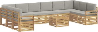 vidaXL Conjunto De Sof&aacute;s De Exterior 11 Uds. Blanco Y Gris Claro Vidaxl