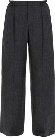Alexander Wang Neutrals Tailored High-Waisted Textured Wool Wide-Leg Pants