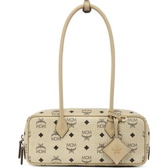 MCM Small Aren East West Shoulder Bag in Visetos in Beige at Nordstrom