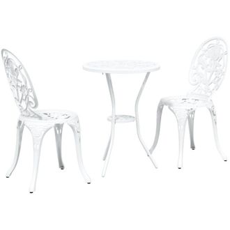 vidaXL Juego Bistro De Jard&iacute;n 3 Pcs Blanco Aluminio Vidaxl