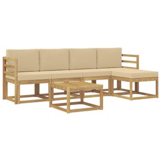 vidaXL Conjunto De Sof&aacute;s De Exterior Con Coj&iacute;n 6 Pcs Y Beige Vidaxl