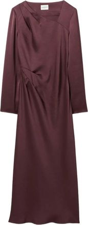 Claudie Pierlot Gesmockte jurk met asymmetrische hals - Rood