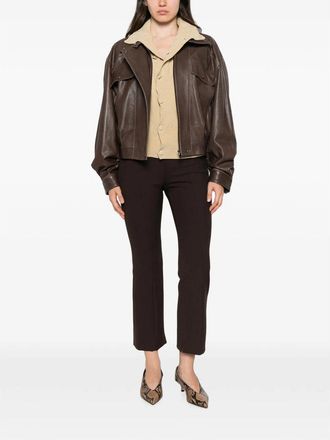 PESERICO Slim Fit with Seam Detailing Cropped Trouser - Brown