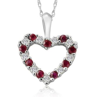 Pompeii3 1/2Ct Ruby & Diamond Heart Pendant in White, Yellow, or Rose Gold