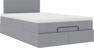 vidaXL Cama Otomana Con Colch&oacute;n Gris Claro 120x200 Cm Tela Vidaxl