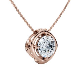 Pompeii3 3/4Ct Natural Diamond Unspoken Pendant 14k Gold 18 Womens Solitaire Necklace