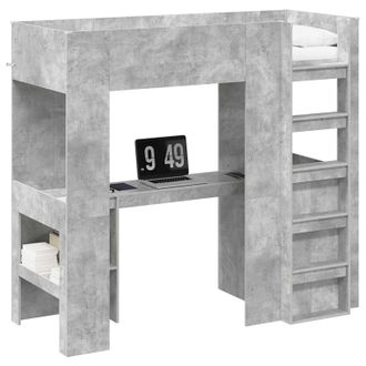vidaXL Estructura De Litera Con Escritorio Gris Concreto 75 X 190 Cm Vidaxl
