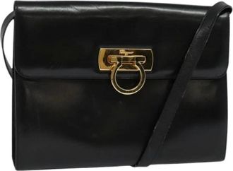 Ferragamo Pre-owned Cross Body Bags, female, Black, Size: ONE SIZE Pre-owned Leather Shoulder Bag