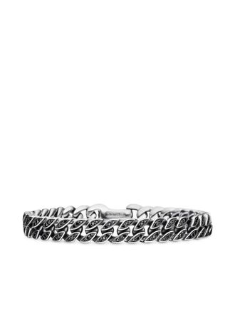 David Yurman sterling silver Curb Chain bracelet (8mm) - men - Sterling Silver/Onyx - M