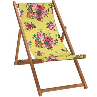 Vent de Boh&egrave;me Silla plegable de haya con estampado floral amarilla