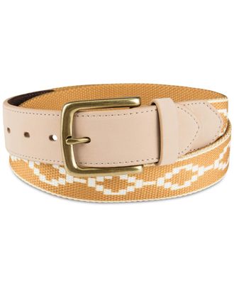 Sun + Stone Mens Yellow Faux Leather Printed Belt - Regular Size