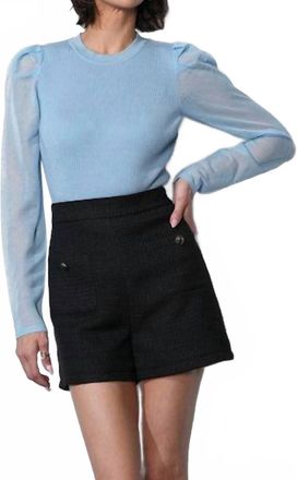 Greylin Honey Sheer Sleeve Sweater Top In Moonstone Blue