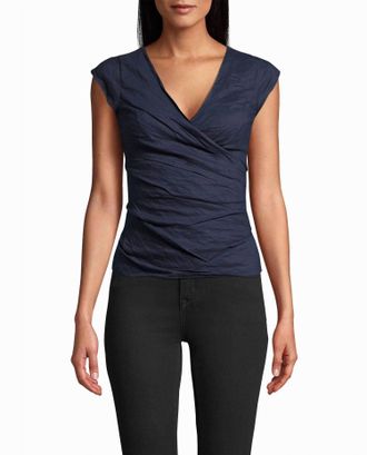 Nicole Miller Cotton Metal Logan Top In Navy