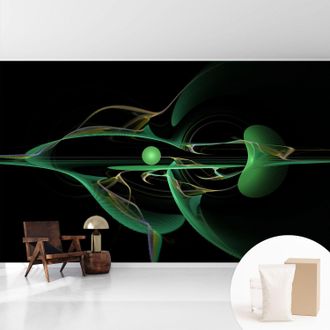 Tulup Tapete Vliestapete Mit Kleber - Wanddekoration Wohnzimmer - Tapete Schlafzimmer Gr&uuml;ne Wellen 416x254 Cm
