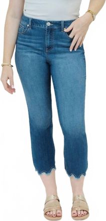 1822 Denim Ace 25 Crop Capri Scalloped & Frayed Hem Jeans In Blue