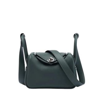 Herm&egrave;s Pre-owned Mini Lindy Shoulder Bag - Dames - Pre-owned - Groen - Maat: ONE Size Leer