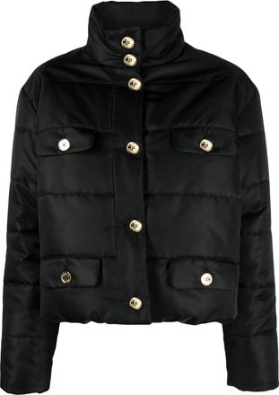 Moschino button-up puffer jacket - women - Polyamide/Polyamide/Cupro/Polyester/Acetate - 44 - Black