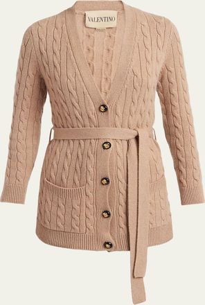 Valentino Garavani Cable-Knit Longline Cashmere Cardigan