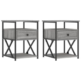 vidaXL Vidaxl - Mesitas Noche 2 Uds Madera Ingenier&iacute;a Gris Sonoma 40x42x55 Cm