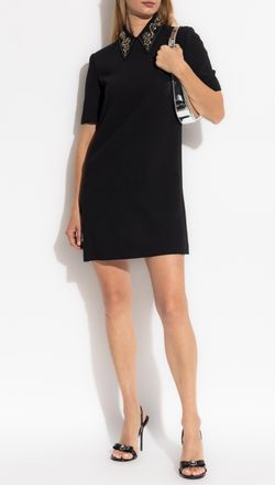 Versace Dress With Appliqués On The Collar, Womens, Black