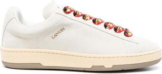 Lanvin White Lite Curb Multicolored Laces Leather Sneakers