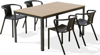 DCB Garden Boston - Conjunto De Comedor De Jard&iacute;n 4 Plazas De Aluminio Dcb Garden