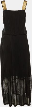 Sandro Black Crepe Pleated Sleeveless Maxi Dress