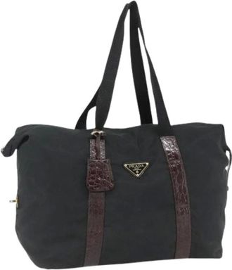 Prada Pre-owned Weekend Bags, female, Black, Size: ONE SIZE Pre-owned Vintage Nylon Boston Bag
