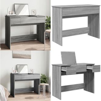 vidaXL Toeletta con Specchio Grigio Sonoma 100x45x76 cm - Toeletta moderna - Specchio per trucco