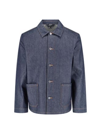 A.P.C. Classic Blue Denim Jacket with Curved Hem