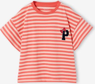 Vertbaudet T?Shirt M&auml;dchen mit gesticktem Buchstaben koralle