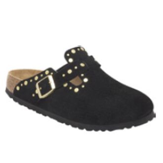 Birkenstock Boston Rivet Smalle Pasvorm - Dames - Slip ons - Zwart - 41 EU - Leer - Schoenen