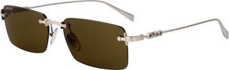 Gucci Rechthoekige Zonnebril met Montuur - Heren - Zonnebrillen - Grijs - 56 MM - Nylon - Accessoires