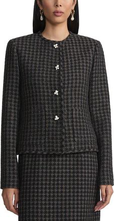 Lafayette 148 New York Pearlescent Button Collarless Wool-Blend Jacket