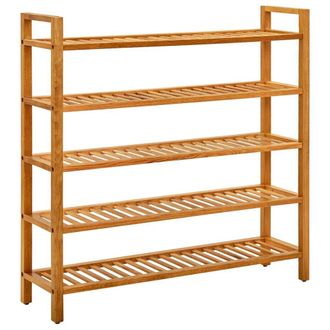 Berkfield Home Shoe Rack with 5 Shelves 100x27x100 cm Solid Oak Wood in Brown | Size: 100 x 27 x 100 cm