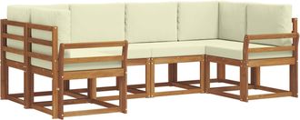vidaXL Conjunto De Sof&aacute;s De Exterior 6 Uds. Natural Y Crema Vidaxl