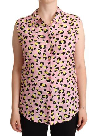 Love Moschino Leopard Print Sleeveless Colla Polo Womens Top